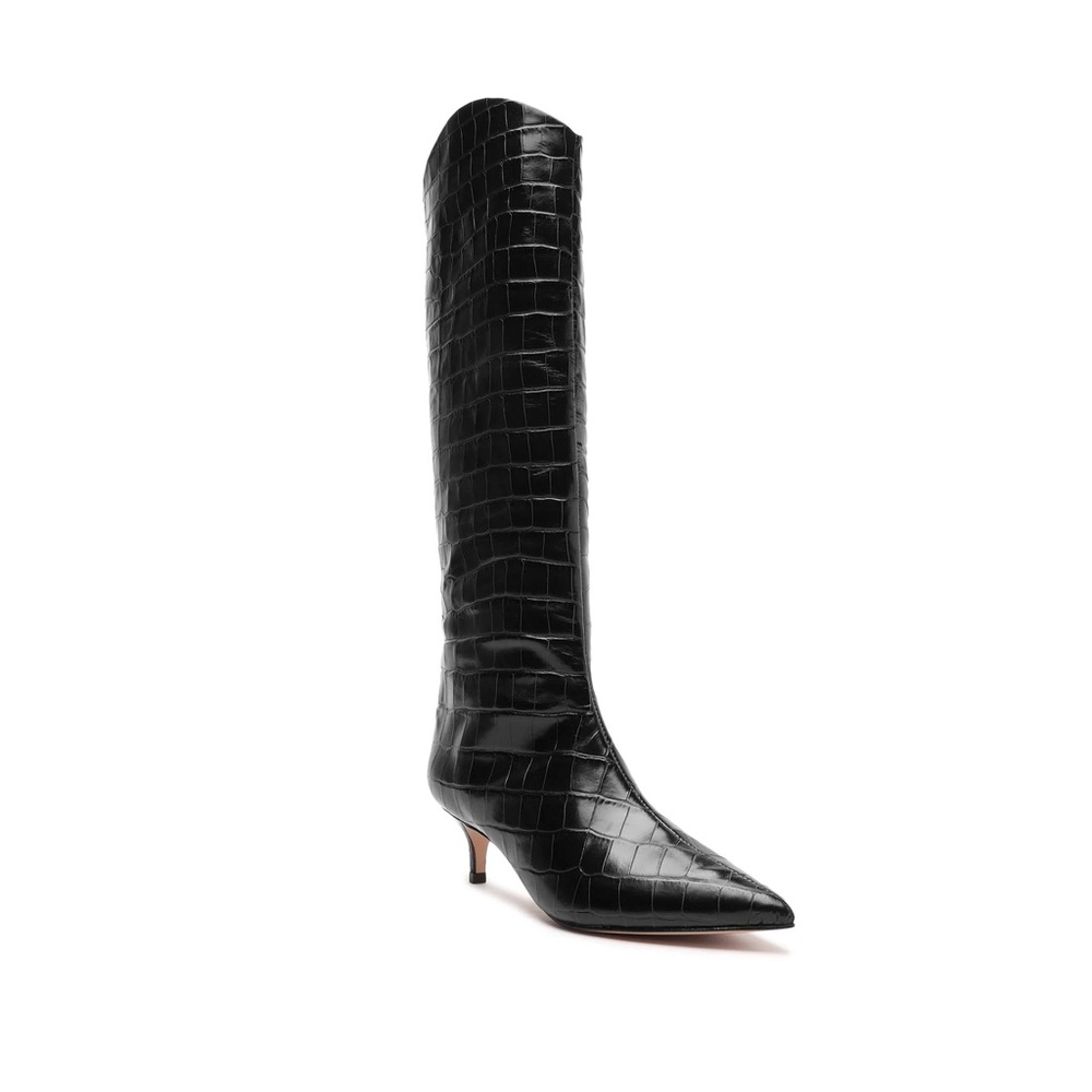 Schutz Maryana Lo Crocodile-Embossed Leather Boot